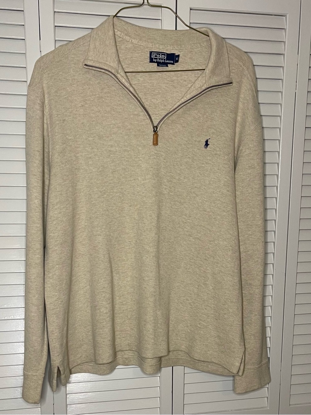 Ralph Lauren Men’s Cream Quarter Zip Polo Sweater